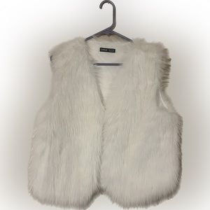 SHEIN white open front furry vest